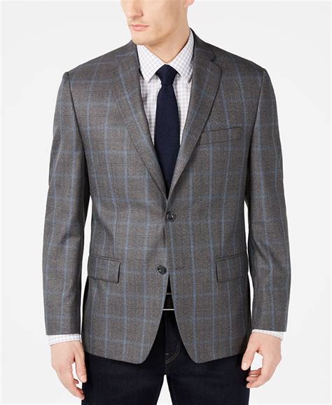 michael kors men's classic-fit gray windowpane|Michael Kors Windowpane Sport Coat .